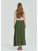 Khaki Plus Size Skirt with Elastic Waist and Drape Detail 4602